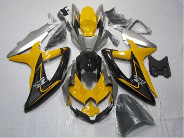 Suzuki GSXR 1000 Motorrad Verkleidung Kit 2007-2008 - Gelb Silber Schwarz