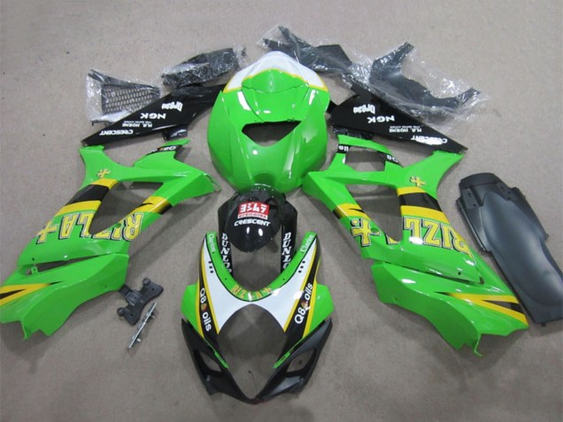 Suzuki GSXR 1000 Motorrad Verkleidung 2007-2008 - Grun Weiss Gelb Schwarz Rizla Q8 Oils