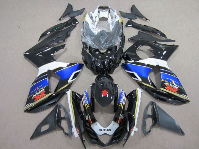 Suzuki GSXR 1000 Motorrad Verkleidung 2009-2016 - Weiss Blau Schwarz Dunkel Dog