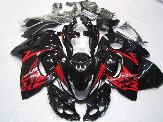Suzuki GSXR 1300 Hayabusa Motorrad Verkleidung 2008-2020 - Glanzendes Schwarz Rot