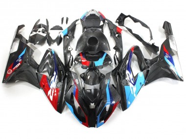 BMW S1000RR Motorrad Verkleidung 2015-2016 - Blau Rot Carbonfaser