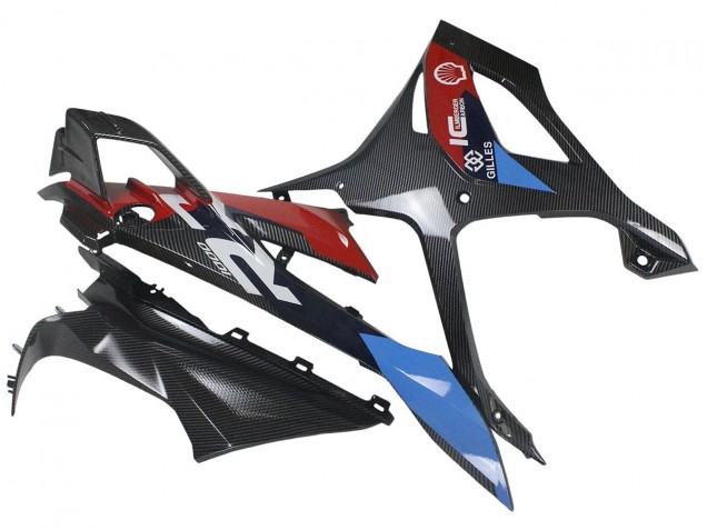 BMW S1000RR Motorrad Verkleidung 2023-2024 - Blau Rot Carbonfaser