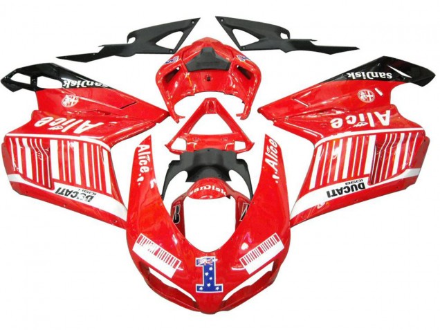 Ducati 1098 Motorrad Verkleidung 2007-2014 - Weiss Rot Glanzendes Schwarz Alice 1