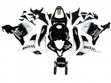 Honda CBR600RR Motorrad Verkleidung 2009-2012 - Glanzendes Schwarz Weiss West