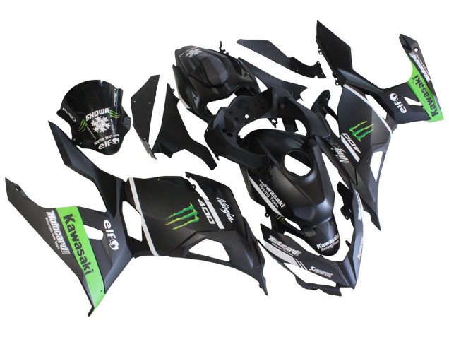 Kawasaki EX400 Motorrad Verkleidung 2018-2024 - Matt Schwarz Grun Monster Showr Schnee