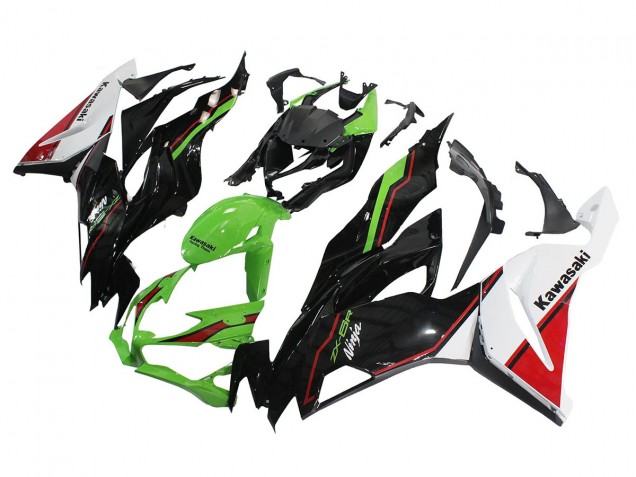 Kawasaki ZX6R Motorrad Verkleidung 2019-2022 - Grun Glanzendes Schwarz Weiss Rot