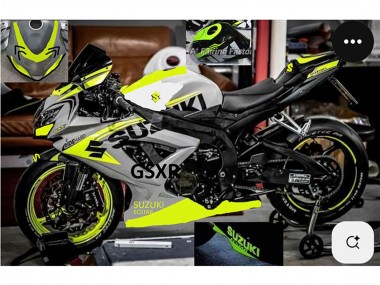 Suzuki GSXR 750 Motorrad Verkleidung 2004-2005 - Grau Zitrone Grun Schwarz