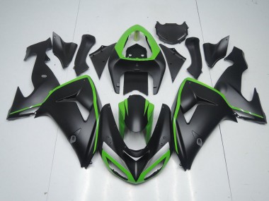 Matt Schwarz mit grünem Streifen 2006-2007 Kawasaki ZX10R Motorrad Verkleidung