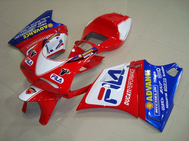 Rot Blau Fila 1993-2005 Ducati 748 Motorrad Verkleidung Rot Blau Fila 1993-2005 Ducati 748 Motorrad Verkleidung