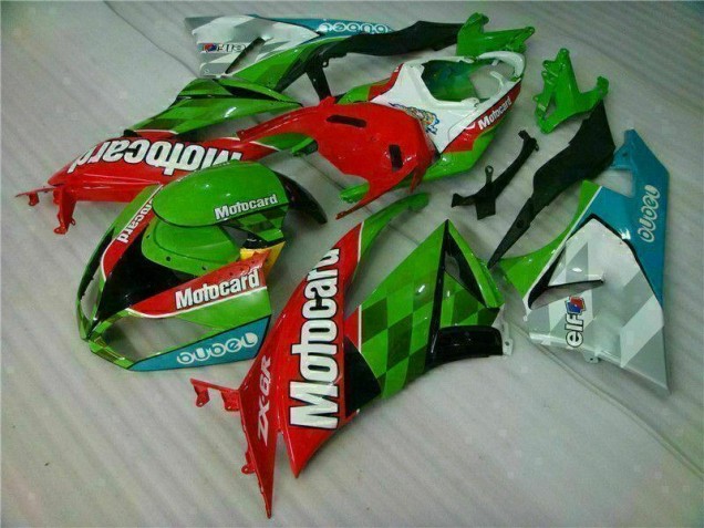 Rot Grün Motocard 2009-2012 Kawasaki ZX6R Motorrad Verkleidung