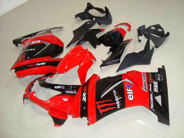 Rot Monster 2008-2012 Kawasaki ZX250R Motorrad Verkleidung Rot Monster 2008-2012 Kawasaki ZX250R Motorrad Verkleidung