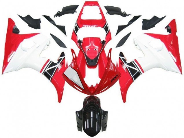 Rot Weiß Schwarz 2003-2005 Yamaha YZF R6 Motorrad Verkleidung Rot Weiß Schwarz 2003-2005 Yamaha YZF R6 Motorrad Verkleidung