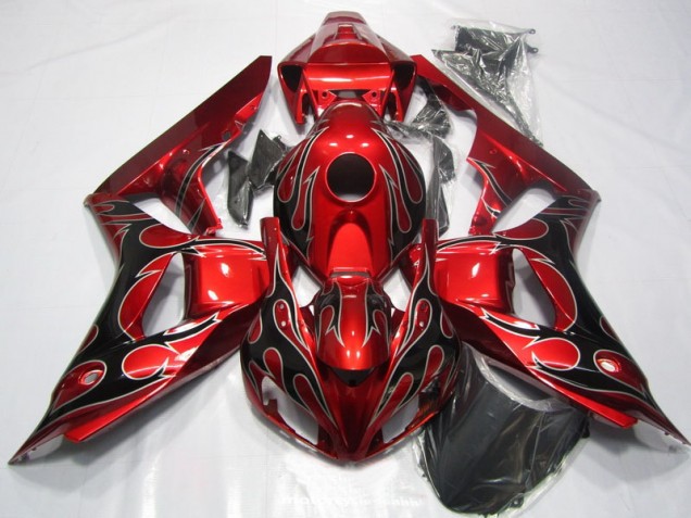 Rote Schwarz Flamme 2006-2007 Honda CBR1000RR Motorrad Verkleidungen Rote Schwarz Flamme 2006-2007 Honda CBR1000RR Motorrad Verkleidungen
