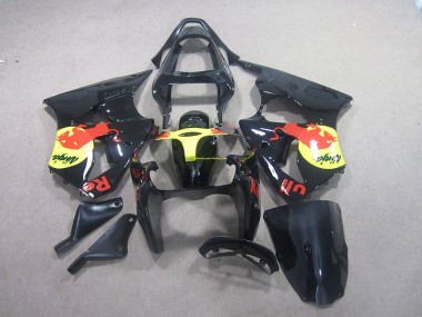 Schwarz Gelb Rot Bull Ninja 2000-2002 Kawasaki ZX6R Motorrad Verkleidung