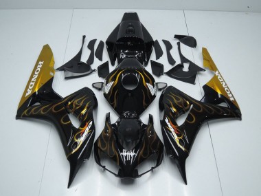 Schwarz Gold Flamme 2006-2007 Honda CBR1000RR Motorrad Verkleidung
