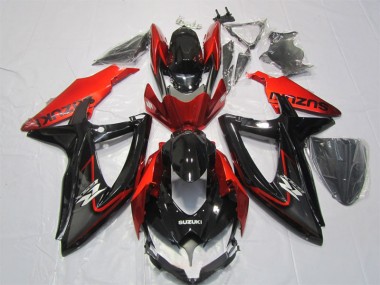 Schwarz Rot 2007-2008 Suzuki GSXR 1000 Motorrad Verkleidungen