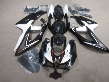 Schwarz Weiß 2008-2010 Suzuki GSXR 600 Motorrad Verkleidungen