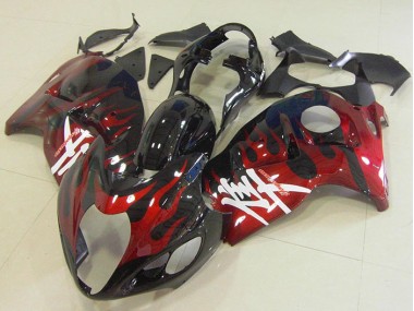 Schwarz rote Flamme 1996-2007 Suzuki GSXR 1300 Hayabusa Motorrad Verkleidung