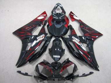 Schwarz rote Flamme 2006-2007 Yamaha YZF R6 Motorrad Verkleidungen
