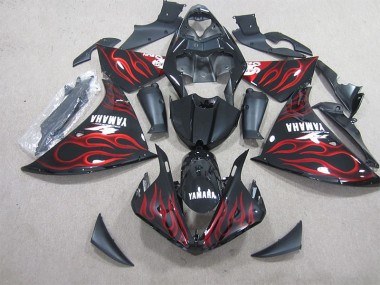 Schwarz rote Flamme weißer Aufkleber 2009-2011 Yamaha YZF R1 Motorrad Verkleidung