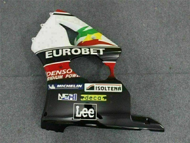 Schwarz weißer Eurobet 2000-2002 Kawasaki ZX6R Motorrad Verkleidung Schwarz weißer Eurobet 2000-2002 Kawasaki ZX6R Motorrad Verkleidung