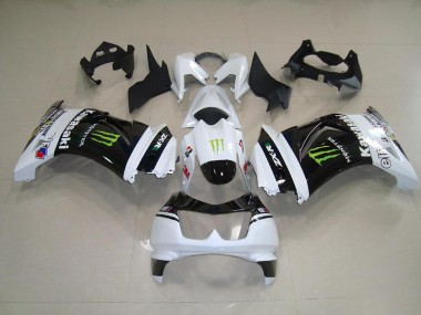 Schwarz weißes Monster 2008-2012 Kawasaki ZX250R Motorrad Verkleidung