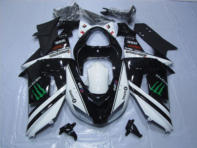 Schwarz weißes Touch4 Monster 2006-2007 Kawasaki ZX10R Motorrad Verkleidung Schwarz weißes Touch4 Monster 2006-2007 Kawasaki ZX10R Motorrad Verkleidung