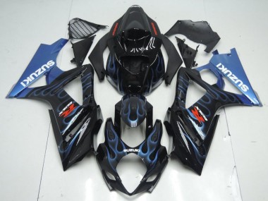 Schwarze Blau Flamme 2007-2008 Suzuki GSXR 1000 Motorrad Verkleidung