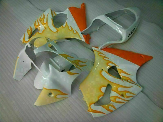 Weiß Gelb Flamme 2000-2002 Kawasaki ZX6R Motorrad Verkleidung Weiß Gelb Flamme 2000-2002 Kawasaki ZX6R Motorrad Verkleidung