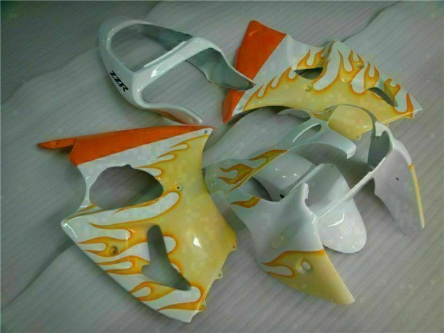 Weiß Gelb Flamme 2000-2002 Kawasaki ZX6R Motorrad Verkleidung Weiß Gelb Flamme 2000-2002 Kawasaki ZX6R Motorrad Verkleidung