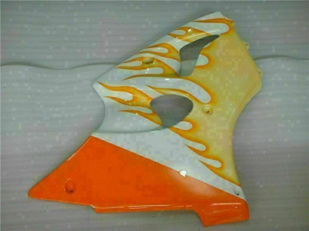 Weiß Gelb Flamme 2000-2002 Kawasaki ZX6R Motorrad Verkleidung Weiß Gelb Flamme 2000-2002 Kawasaki ZX6R Motorrad Verkleidung