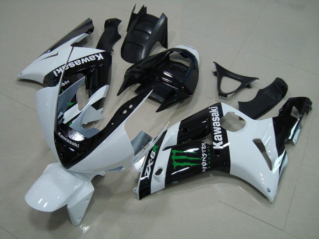 Weiß Monster 2003-2004 Kawasaki ZX6R Motorrad Verkleidung Weiß Monster 2003-2004 Kawasaki ZX6R Motorrad Verkleidung