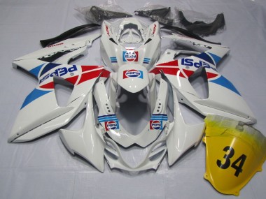 Weiß Pepsi 34 2009-2016 Suzuki GSXR 1000 Motorrad Verkleidung