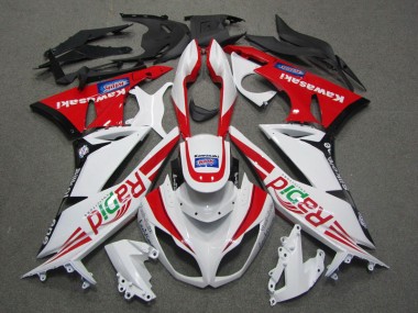 Weiß Rot Rapid 2009-2012 Kawasaki ZX6R Motorrad Verkleidung