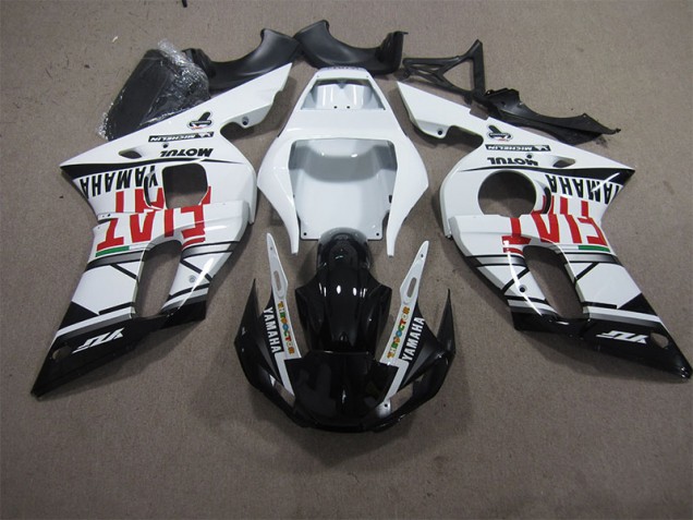 Weiß Schwarz Fiat 1998-2002 Yamaha YZF R6 Motorrad Verkleidung Weiß Schwarz Fiat 1998-2002 Yamaha YZF R6 Motorrad Verkleidung