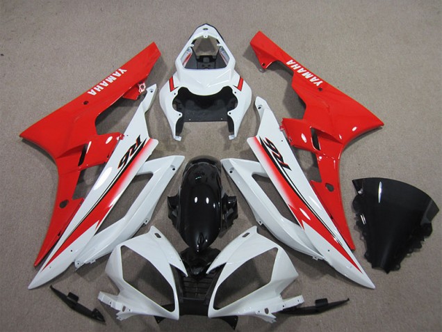 Weiß Schwarz Rot 2006-2007 Yamaha YZF R6 Motorrad Verkleidung Weiß Schwarz Rot 2006-2007 Yamaha YZF R6 Motorrad Verkleidung
