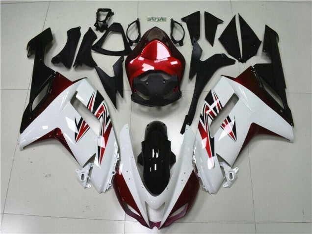 Weiß Schwarz Rot 2007-2008 Kawasaki ZX6R Motorrad Verkleidung Weiß Schwarz Rot 2007-2008 Kawasaki ZX6R Motorrad Verkleidung